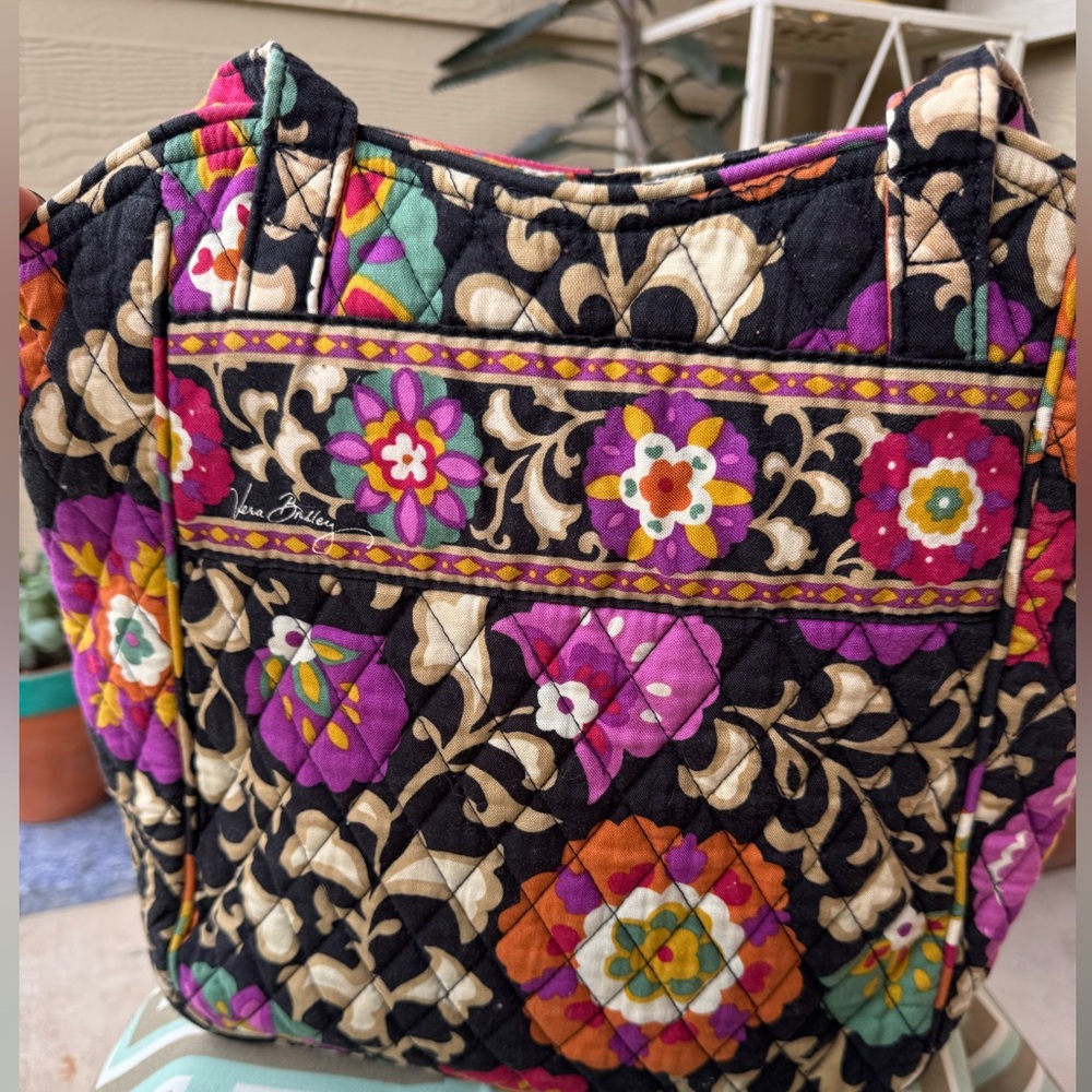 Vera Bradley Quilt Tote Bag Floral Y2K Boho Cotton Grandma Soft Purple Purse Bag
